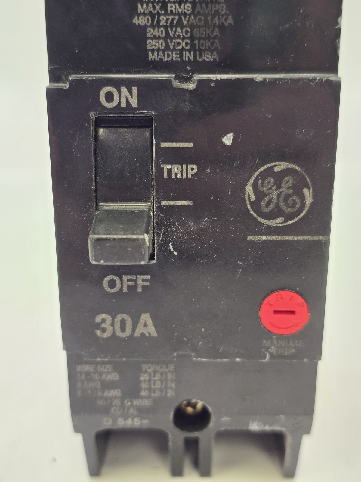 General Electric TEY230M02 Bolt-On Circuit Breaker 30A 2P 480/277V 14KA TEYM02