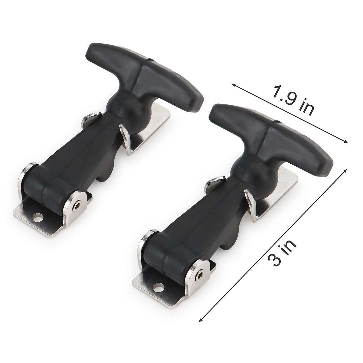 2Pcs Flexible Hood Hasp Rubber Draw T Handle Latch Stainless Steel Hardware Tool