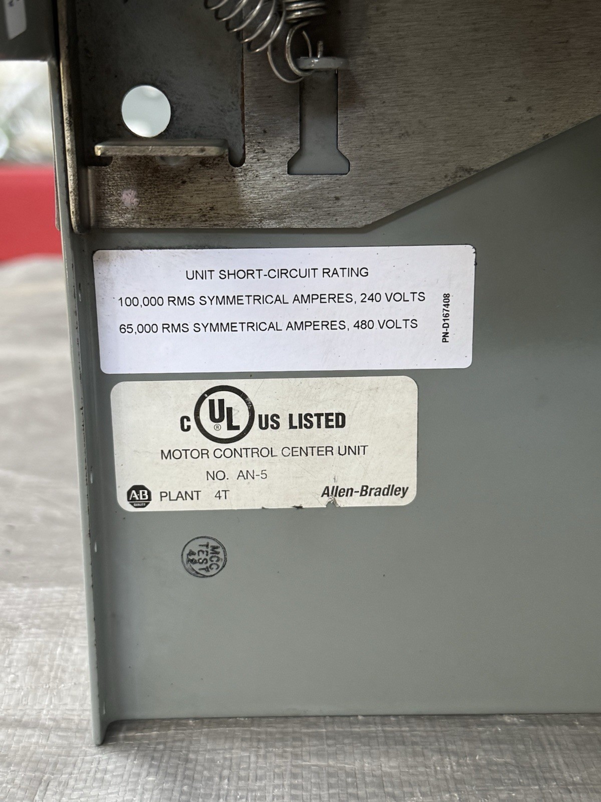 Allen Bradley 2193FZ-AKB-35TGMZ 125AF/50AT 480V MCC Feeder Bucket