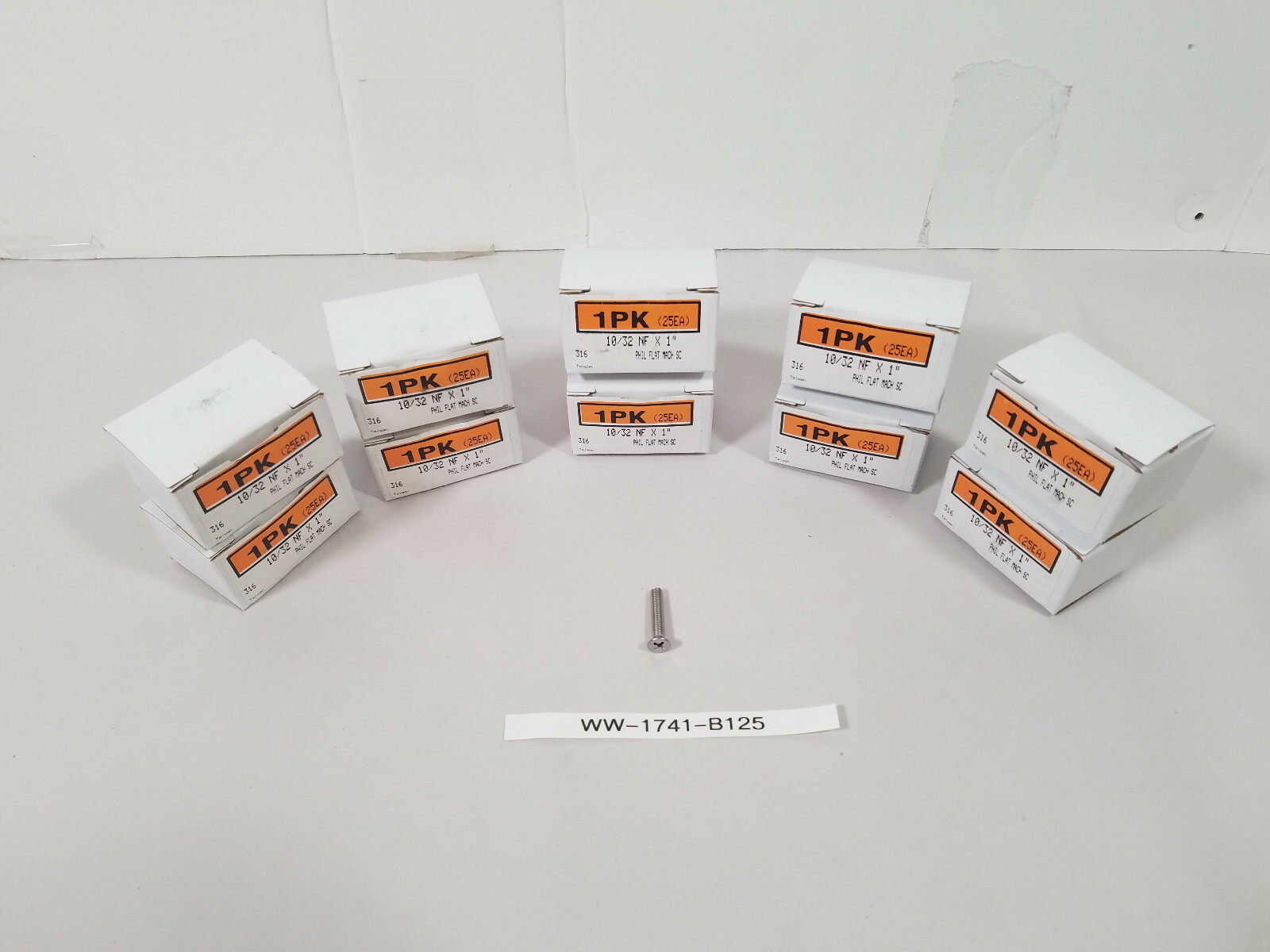 New 1 PK (25EA) 316 PHIL FLAT MACH Screw 10X32 NF X 1, ( Lot of 10 boxes)