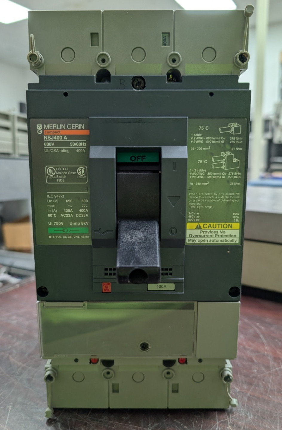 🤪 MERLIN GERIN 400 AMP CIRCUIT BREAKER 600 VAC 3 POLE NSJ400 A