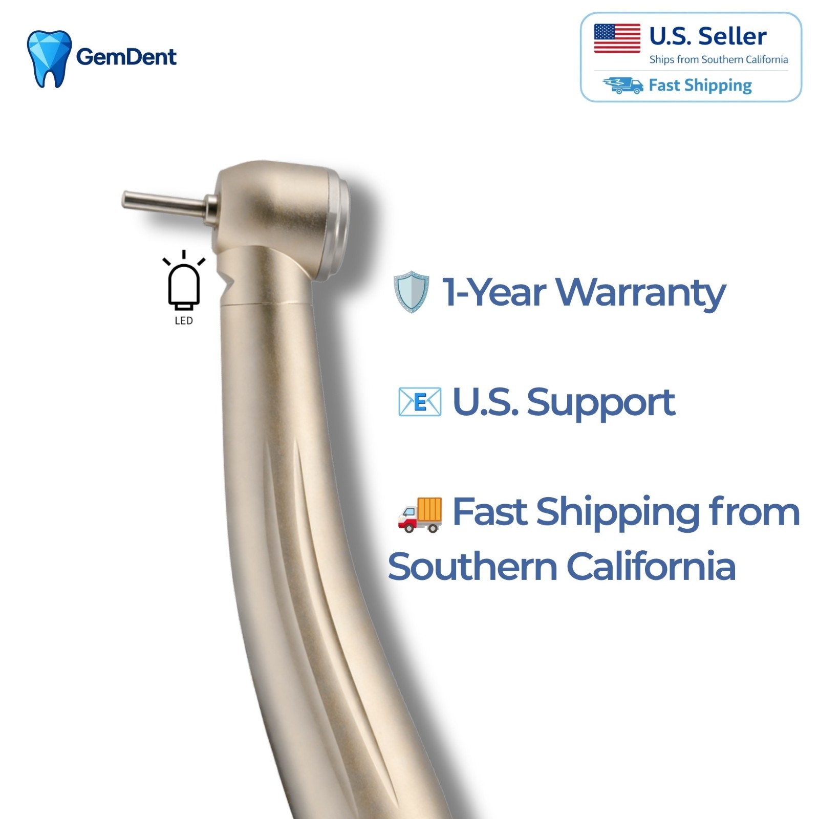 GemDent Premium Dental High Speed LED Handpiece KaVo Compatible Coupler Ceramic