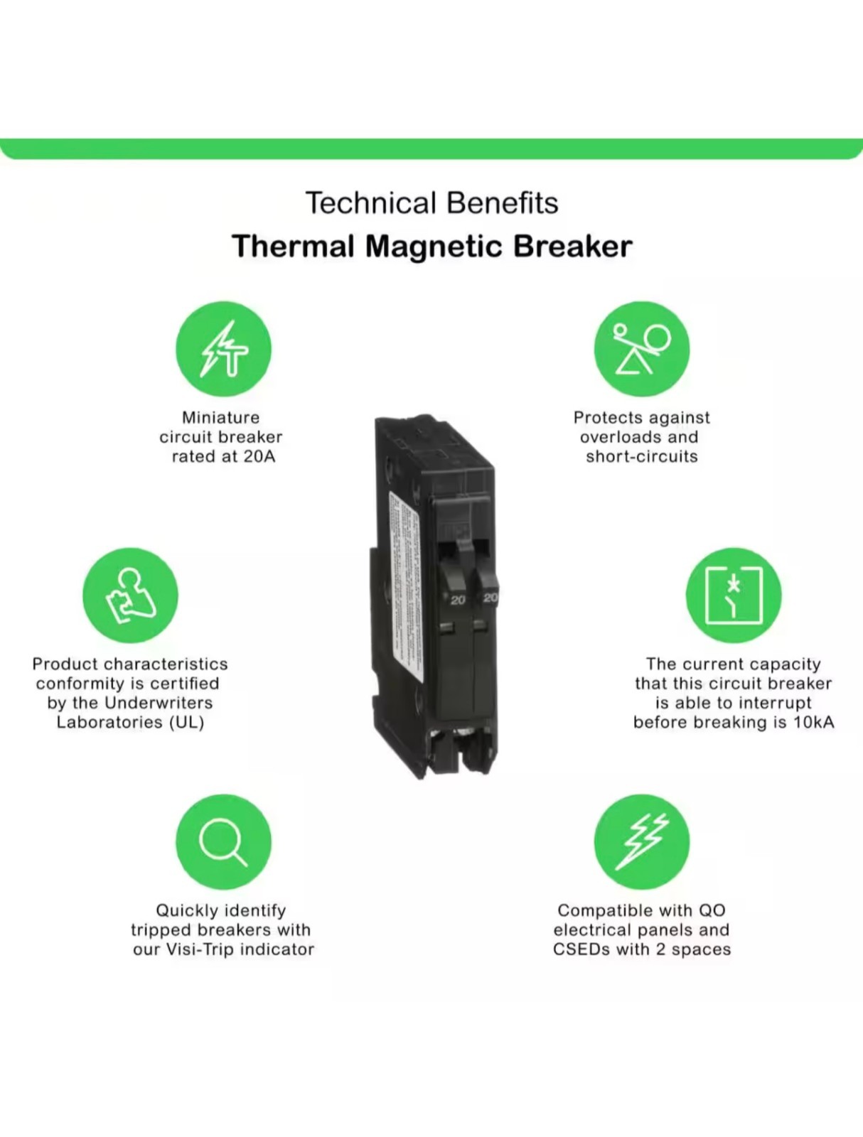 Square D QO2020C 2-20 Amp Single-Pole Tandem Circuit Breaker