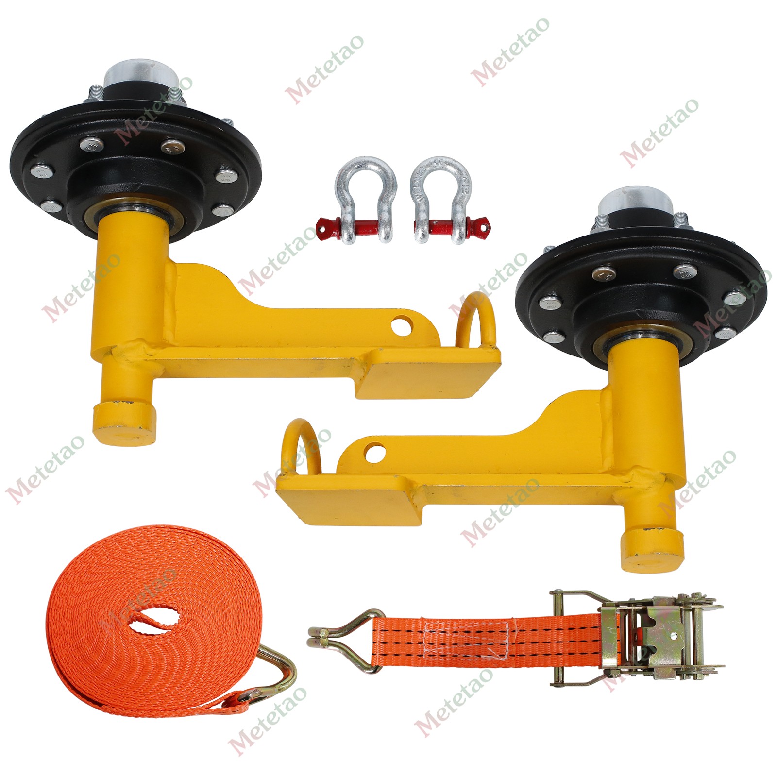 2Pack Shipping Container Wheels 8×6.5 Lug Wheels Kit with Ratchet Strap US