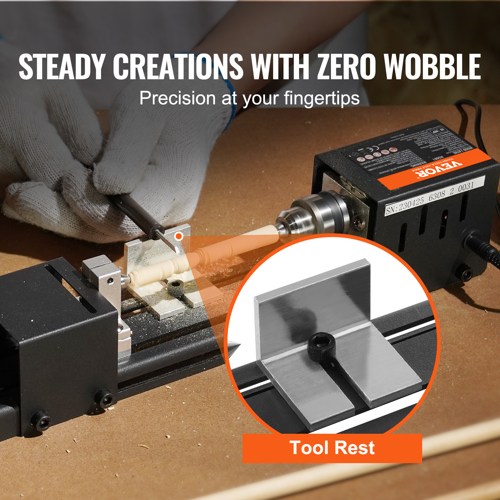 VEVOR Mini Lathe Machine 24V 96W Mini Wood Lathe Tools 2.76 in x 6.3 in 7 Speeds