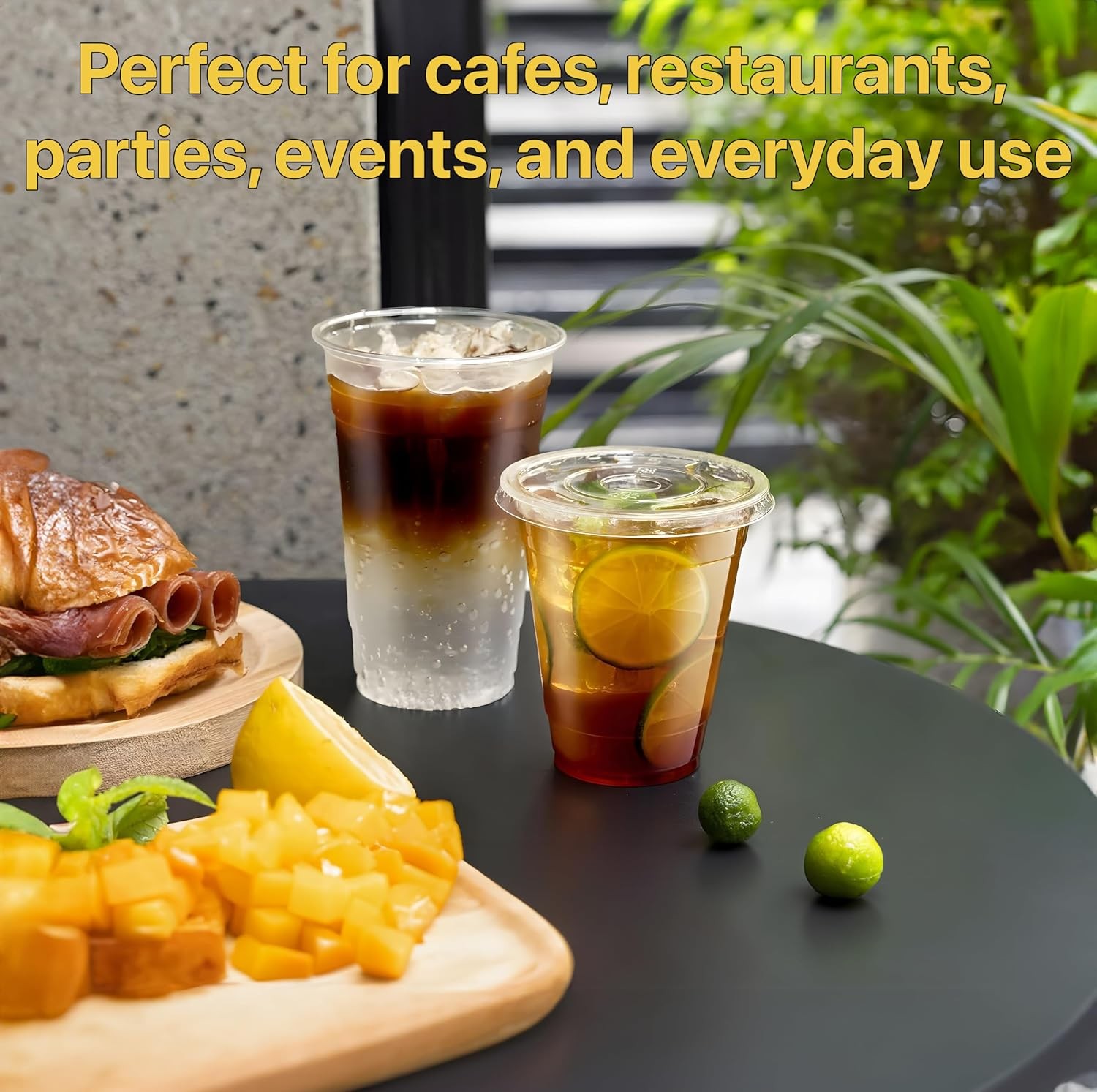Plastic Clear Cups [16 oz] with Lids and Straws [10 Set] Disposable Cold