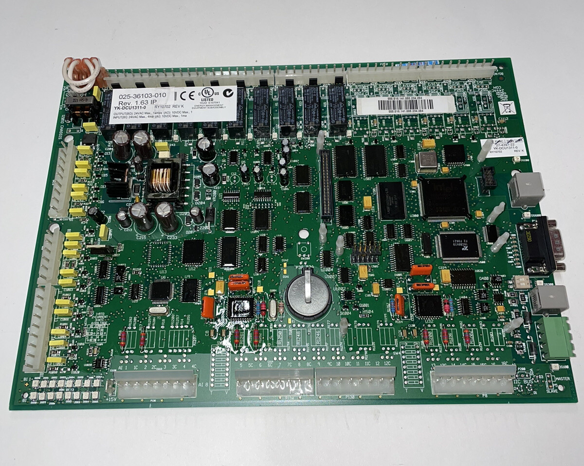 JOHNSON CONTROLS CONTROL BOARD 025-36103-010 RY10702 Rev K , YK-DCU1311-0