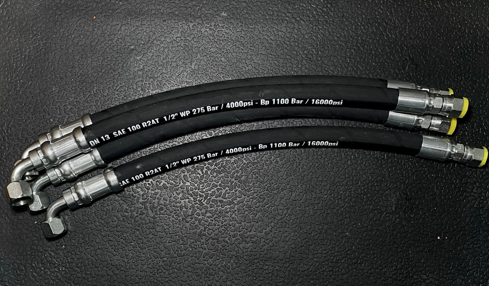 1/2″ Hydraulic Hose Assembly with 2- Female JIC 37° Ends, #8 JIC (90°/Straight)