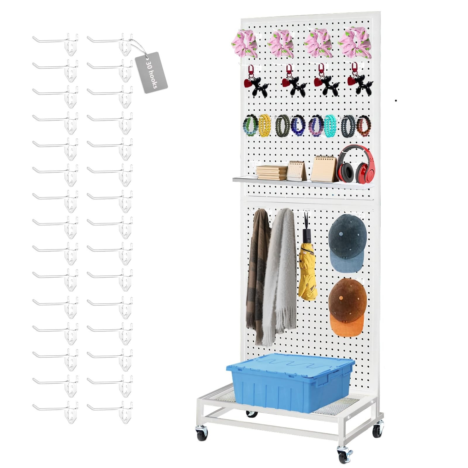 NectaCol Metal Pegboard Display Stand with Base Plate, Two Separately Pegboar…