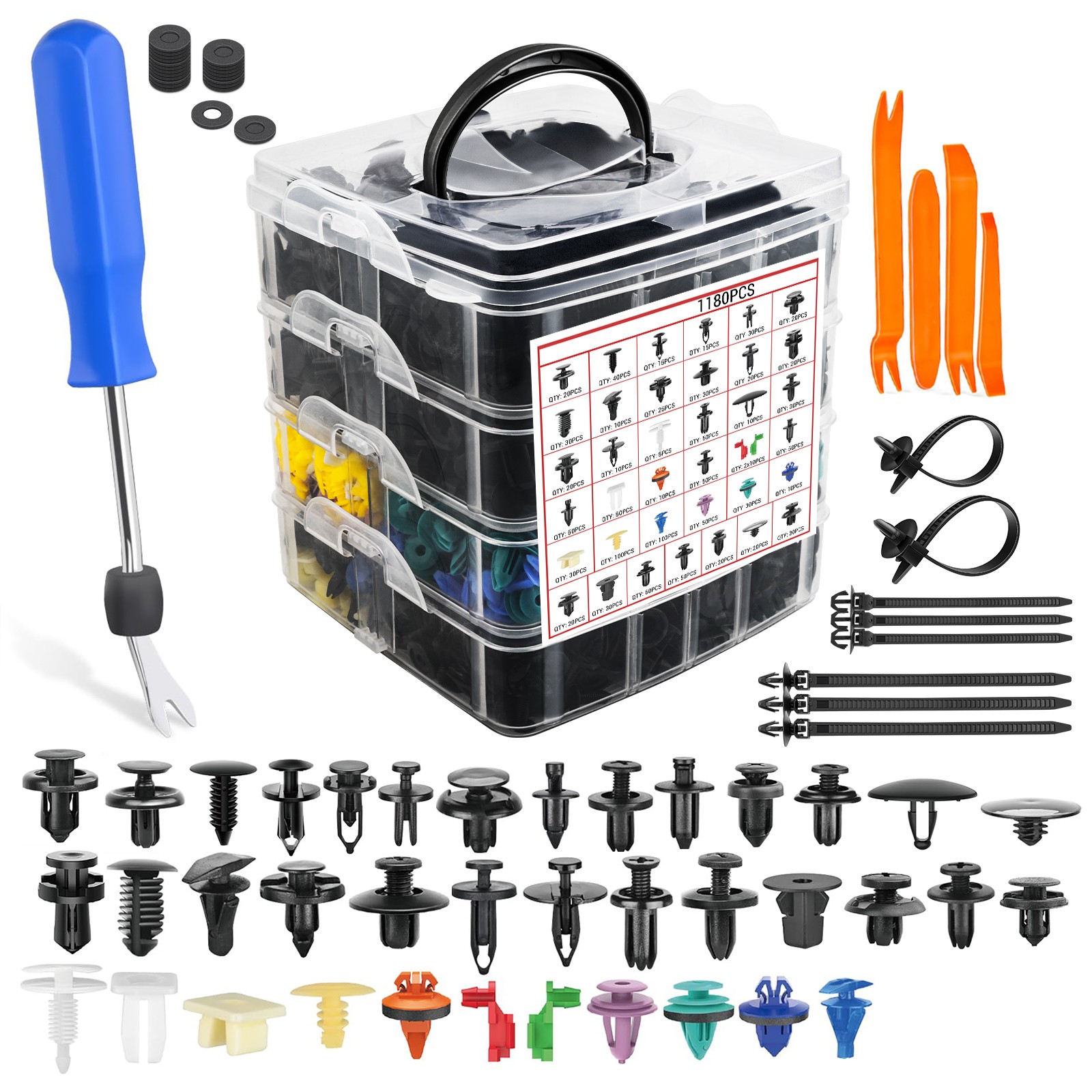 1295Pcs Car Push Retainer Clips & Auto Fasteners Assortment for GM Ford Toyota