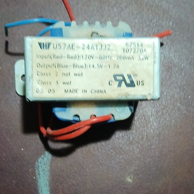 TNF U57AE-24A1JJ2 Power Transformer 24W Step-Down 120V to 14.5V 1.7A Blue Silver