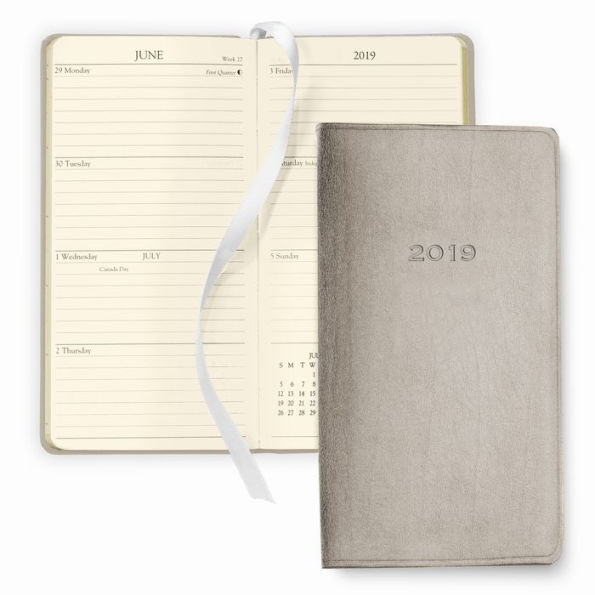 2019 / 2020 Gallery Leather Monthly / Weekly Pocket Planner Agenda Taupe