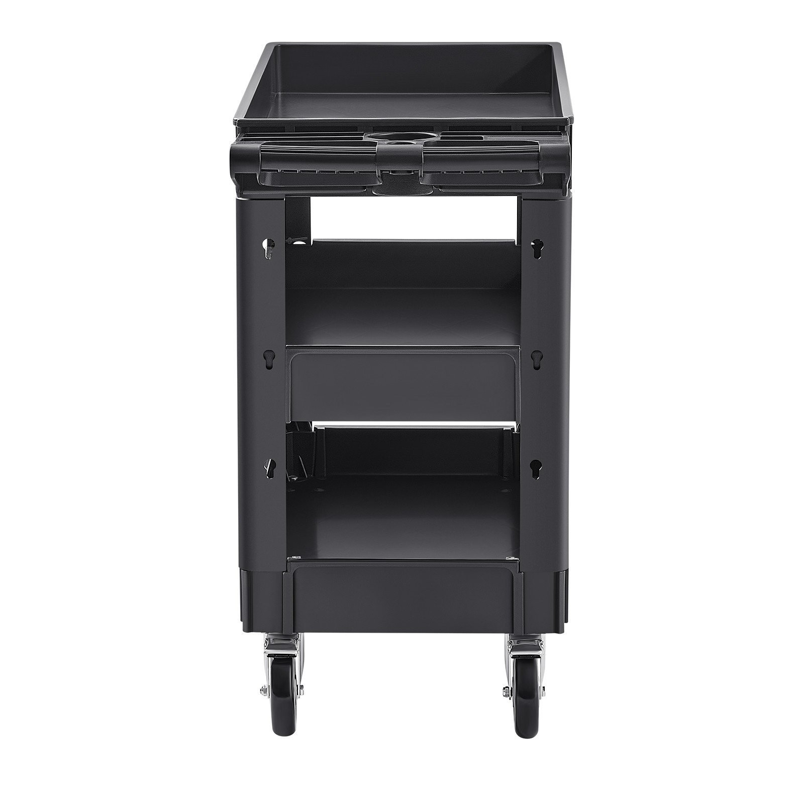 VEVOR Utility Service Cart 3 Shelf 550LBS 360° Swivel Wheels (2 with Brakes)