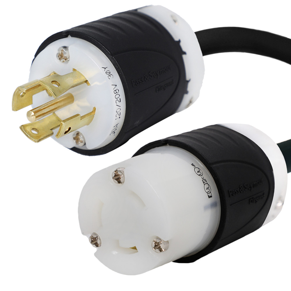 NEMA L21-30P to L6-20R Plug Adapter -20A/208V, 12/3 SJOOW -Iron Box #IBX-5175-01