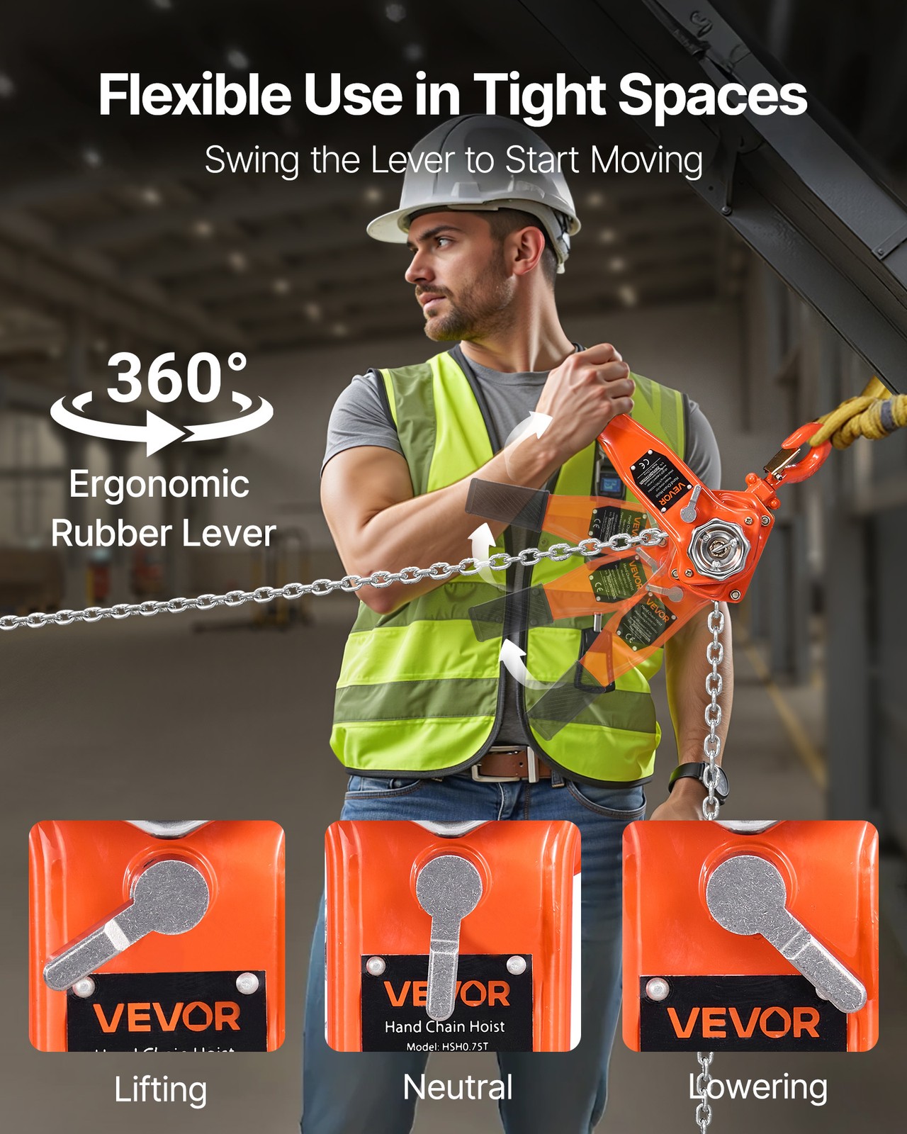 VEVOR Manual Lever Chain Hoist 3/4T 1650lbs 10ft Lift Alloy Steel for Warehouse