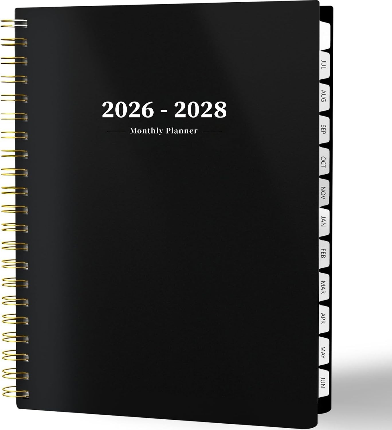 2026-2028 Academic Monthly Planner – 2- Organizer with Tabs, Black 8.5″x11″