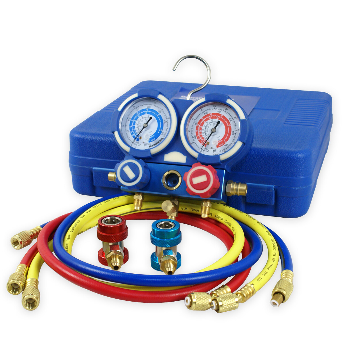 5PC R134a R410a R22 AC A/C Manifold Gauge Set 4FT Colored Hose Air Conditioner