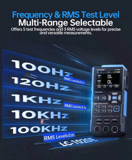 LC1020E 100kHz LCR Meter, ESR/Q/D Tester with 2.8″ Color Display