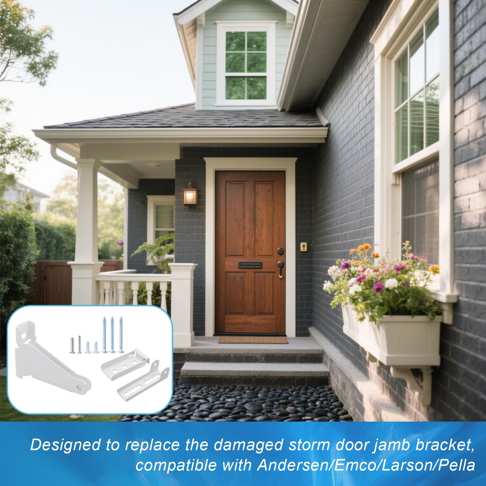 Storm Door Closer Bracket in White Color for Larson Pella Anderson emco