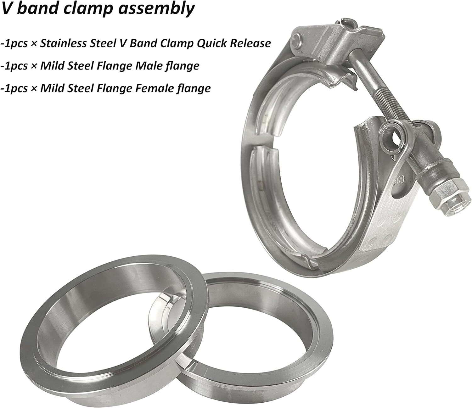 HFS 2.5IN Stainless Steel 304 Quick Release V-Band Turbo Downpipe Exhaust Clamp