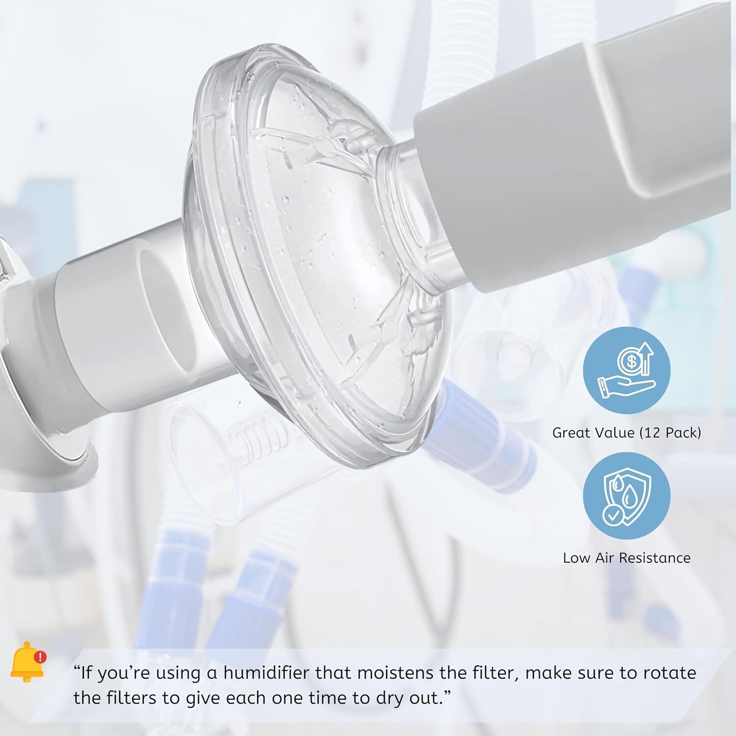 Nispira in-line Outlet Bacteria Filter for CPAP/BiPAP Machine 25mm /22 mm Size