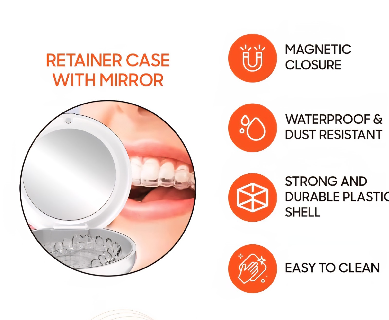 Sharper Image Orthodontic Dental Case w/ Mirror Waterproof & Dust Resistant New