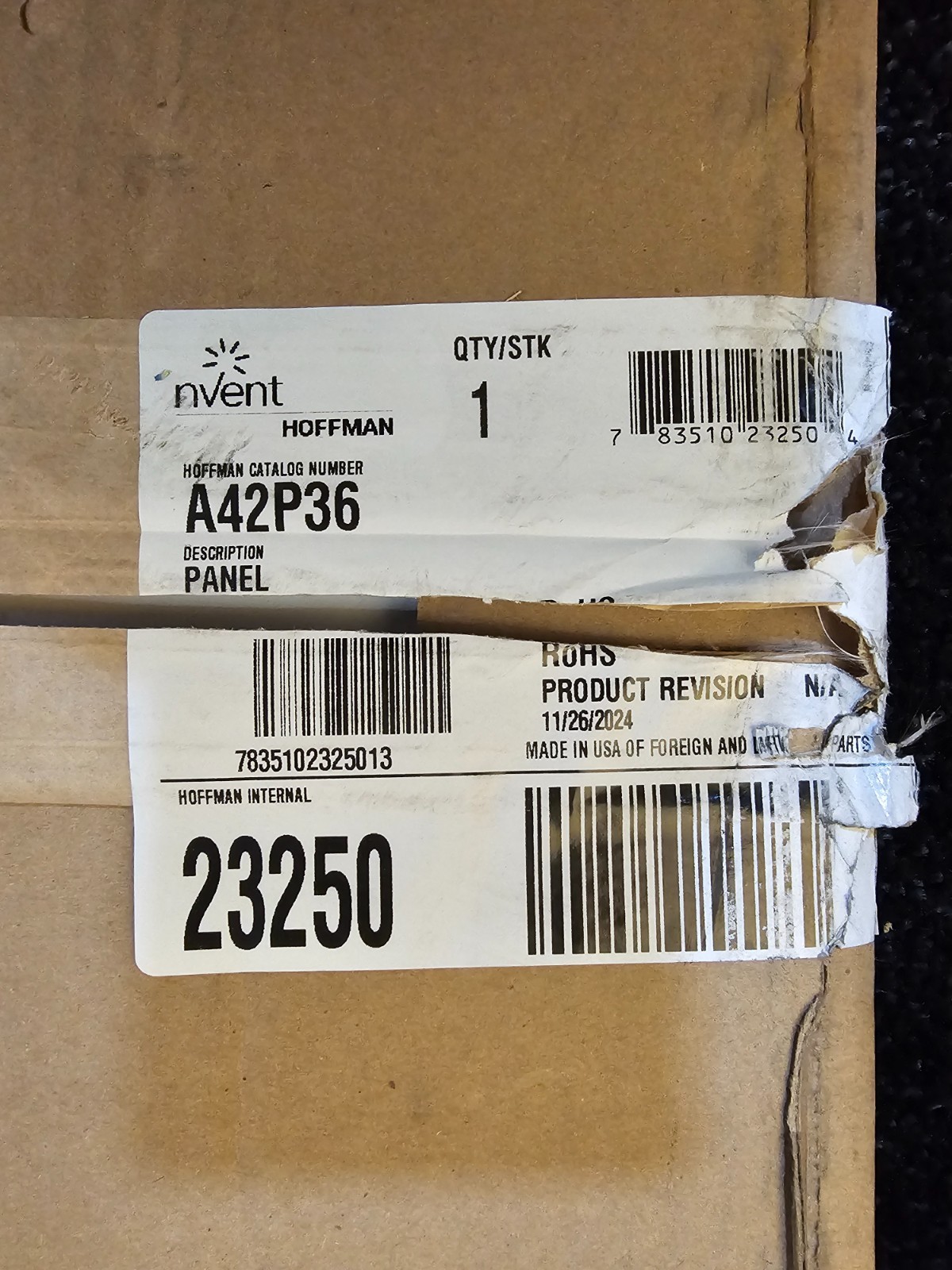 nVent HOFFMAN A42P36 Panel For Enclosure, Type 3R, Fits 42×36, White Mild Steel
