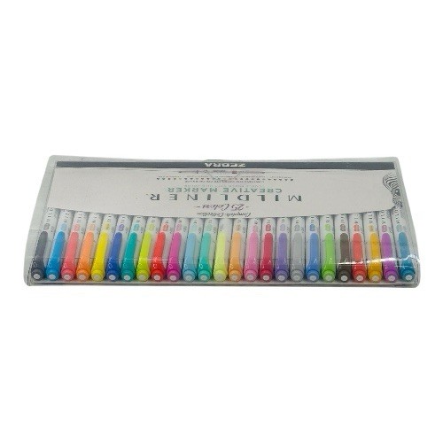 25 Count Zebra Mildliner Dual-Tip Marker Chisel Tip & Bullet Tip Assorted