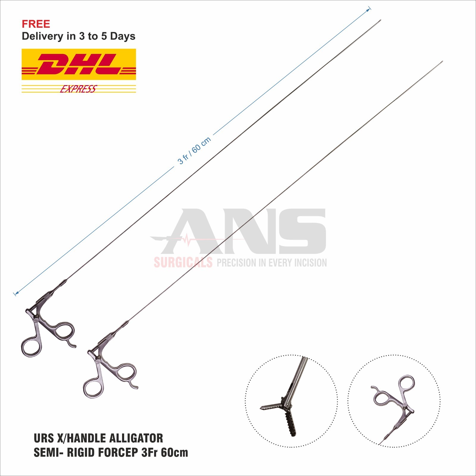 ANS URS X/HANDLE ALLIGATOR SEMI- RIGID FORCEP 3Fr 60cm