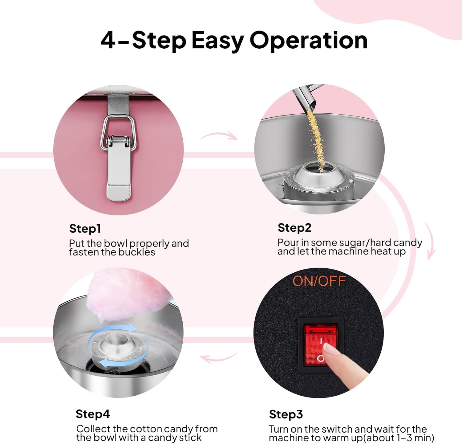 ROVSUN 15″ Commercial Cotton Candy Machine Maker Floss Pink 980W Family Party