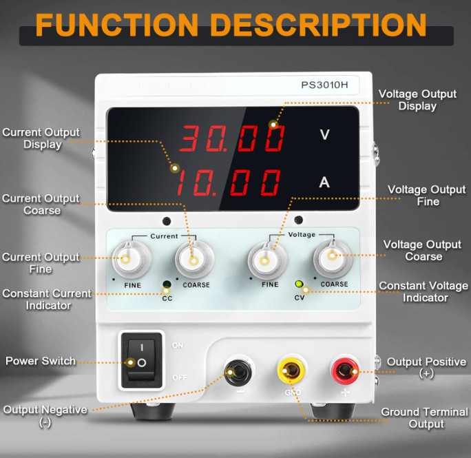 Fuente de alimentación de CC variable, 0-30 V, 0-10 A, ajustable, para laborator
