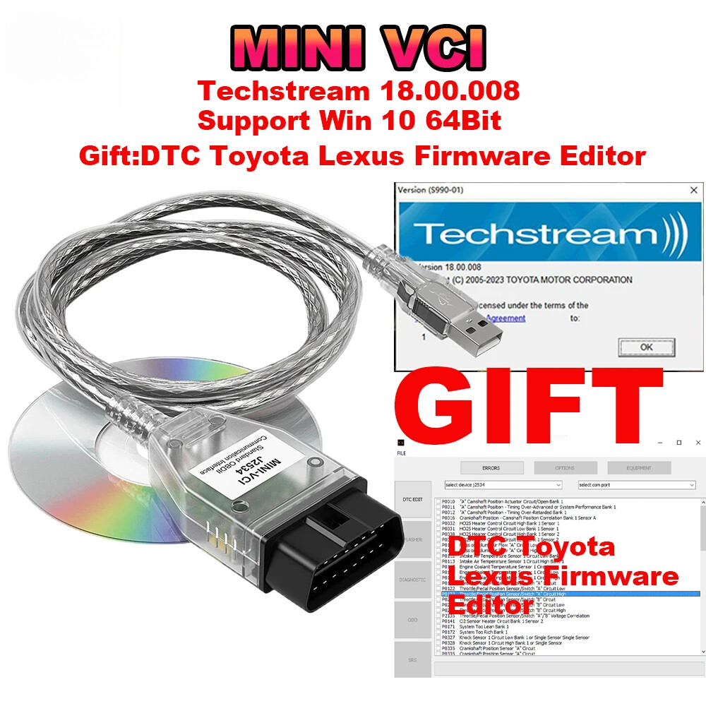 Toyota OBD2 Cable FTDI FT232RL for TIS Techstream V18 Mini VCI Diagnostic