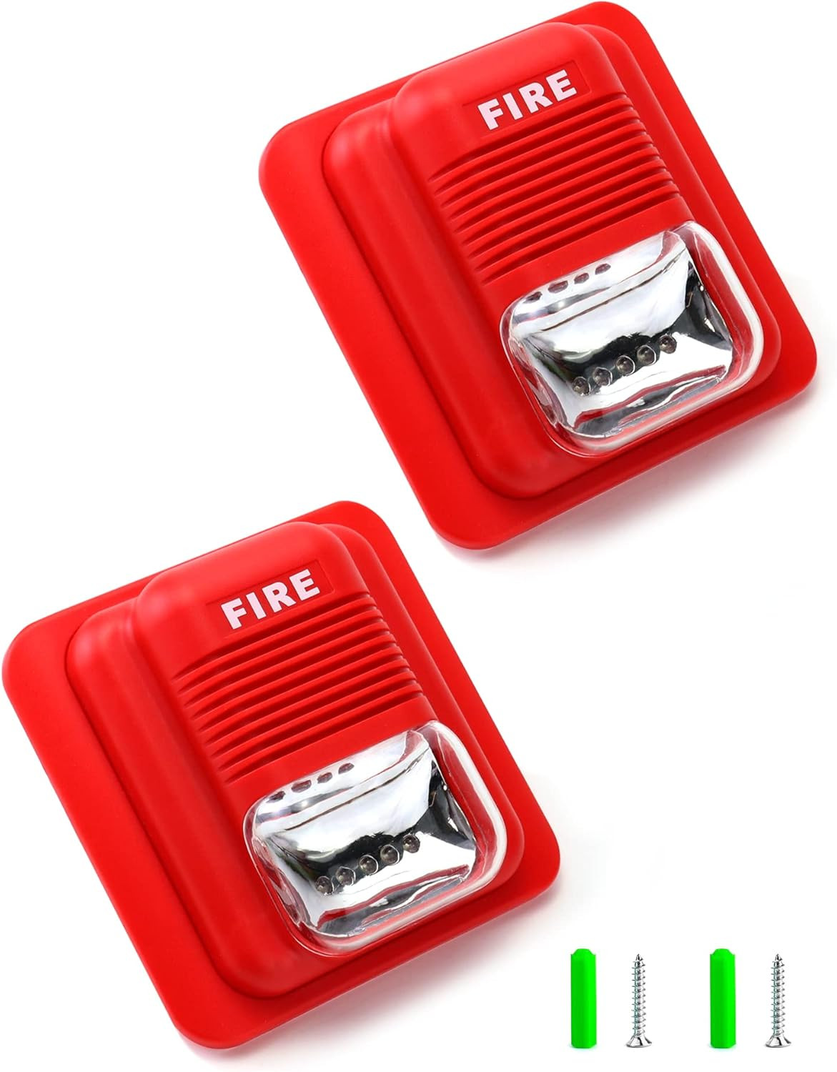 2 Pack 12V/24V Wired Fire Alarm Siren Strobe Light Sensor 105dB WD8912