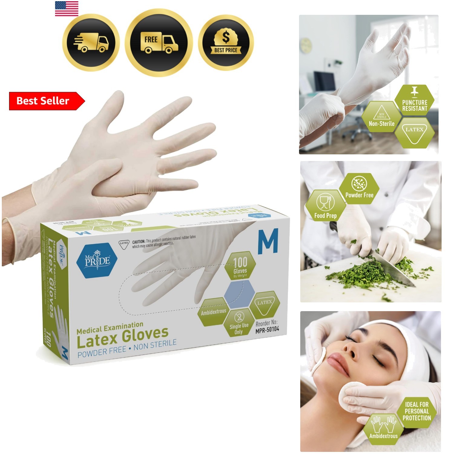 Medical Examination Latex Gloves| 5 mil Thick, Powder-Free, Non-Sterile, Heav…