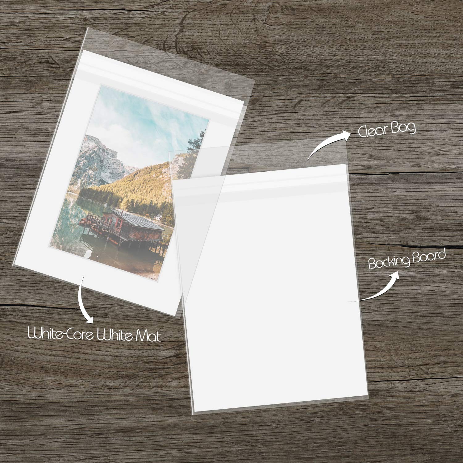 10 of 18×24 White Pre-cut Acid-free whitecore mat for 12×18 + back+bag