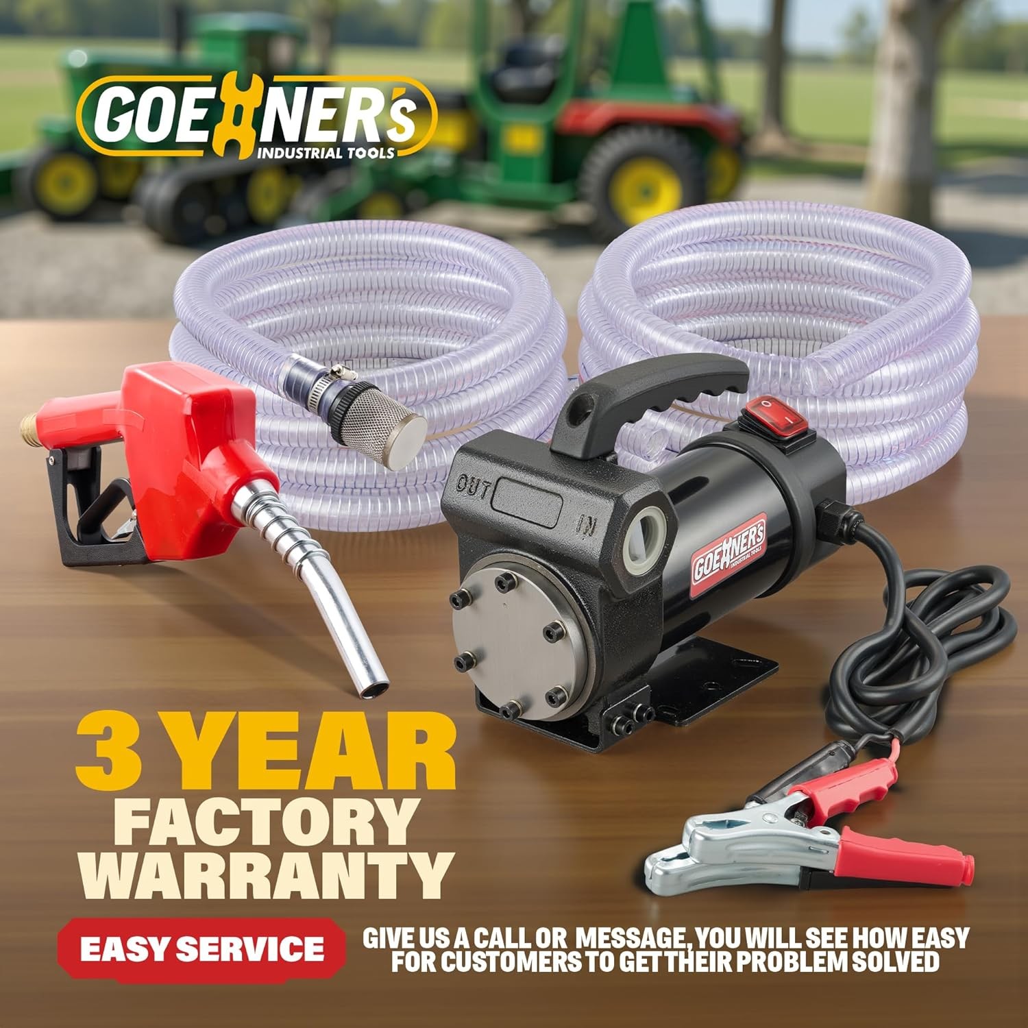 Gasoline Transfer Pump Kit 15GPM with Automatic Shut-Off Nozzle 12V Self Priming