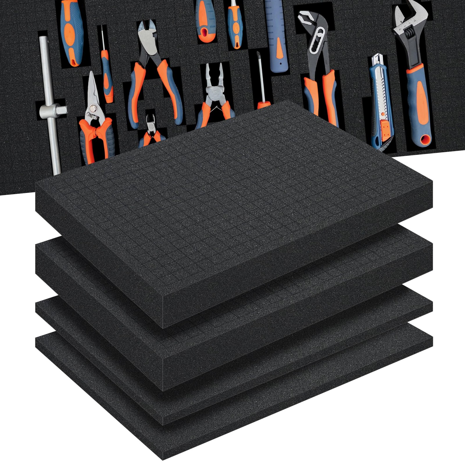 Pick and Pluck Foam 4-Pack (2P 16x12x2″+2P 16x12x0.4″). Tool Foam Organizer, …