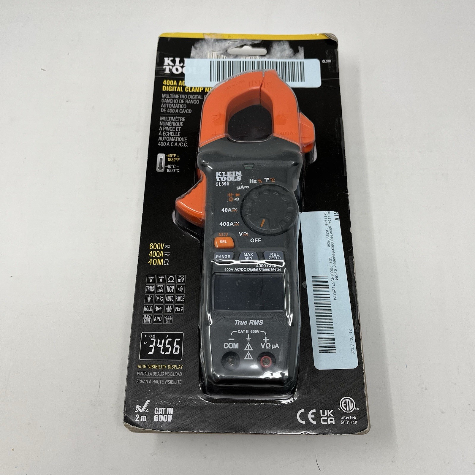Used Klein Tools CL390 Auto-Ranging Digital Clamp Meter