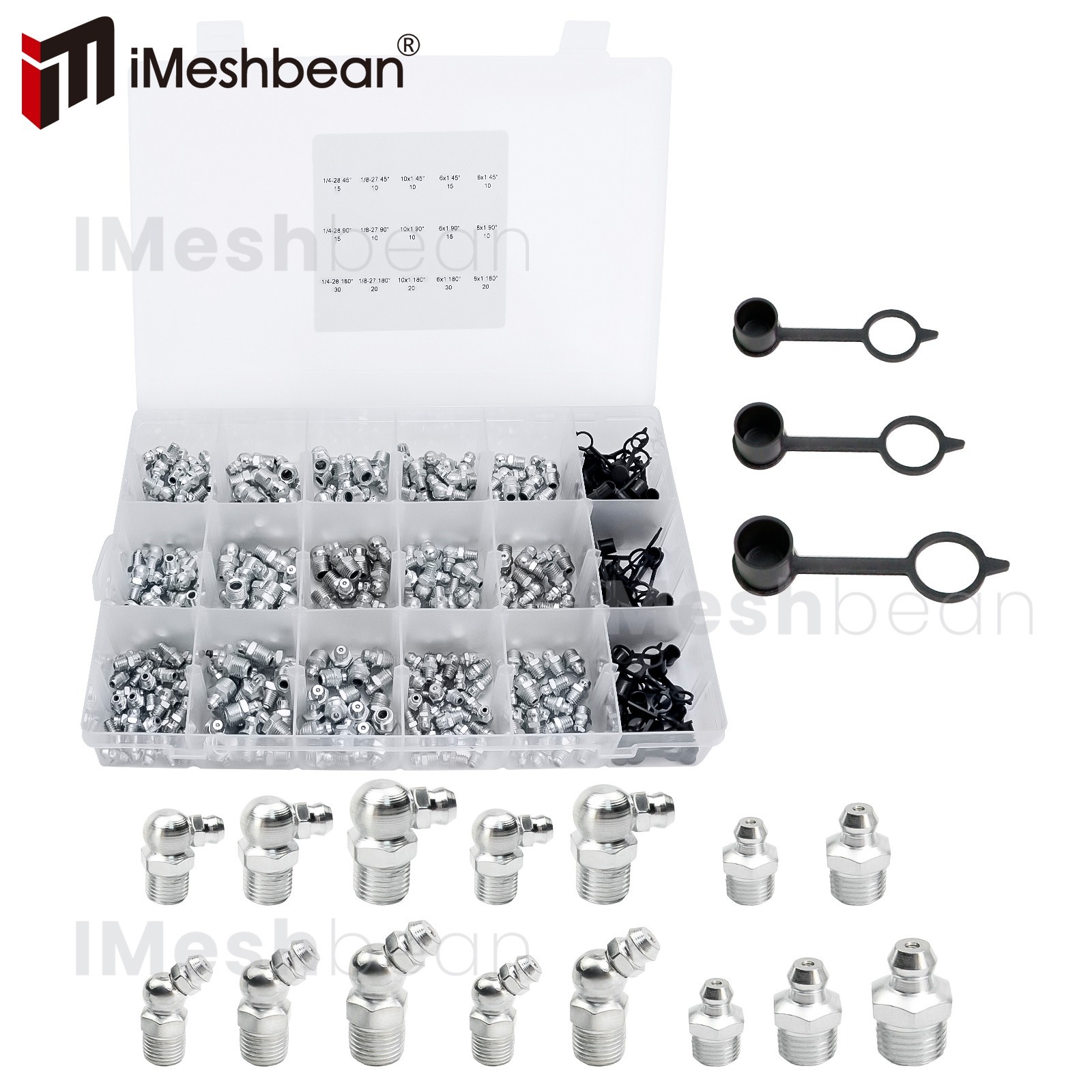 310pcs Metric & SAE Hydraulic Grease Fittings Grease Nipple Assortment Kit w/Box