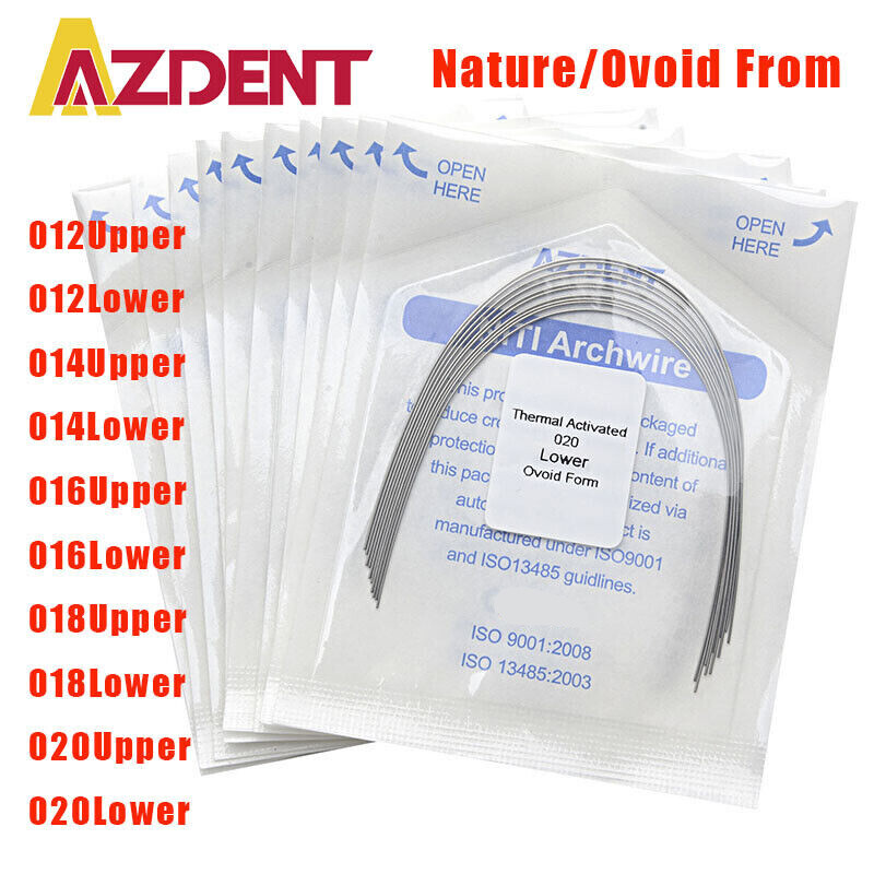 10Pc AZDENT Dental Orthodontic Arch Wire Niti Thermal Activated Ovoid Natural