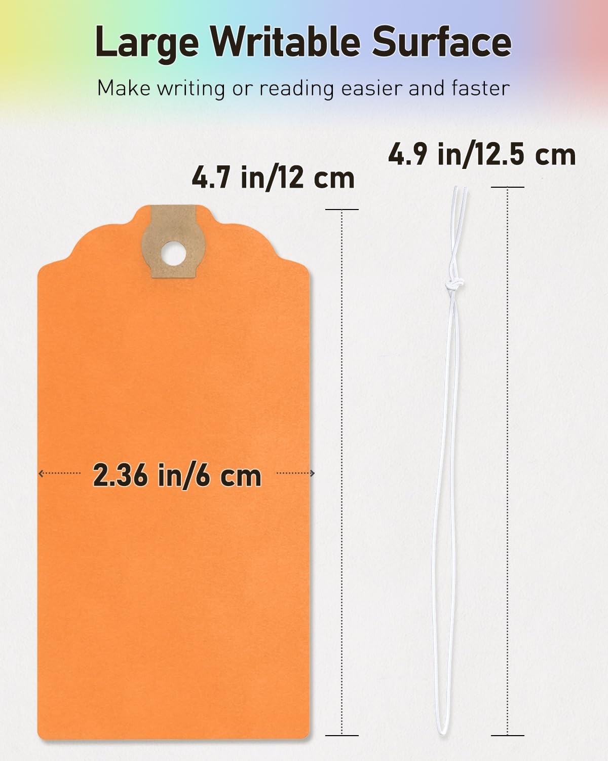 Uniclife 72 Pcs Blank Shipping Tags with Elastic 4.7″ x 2.36″, Rainbow Colors