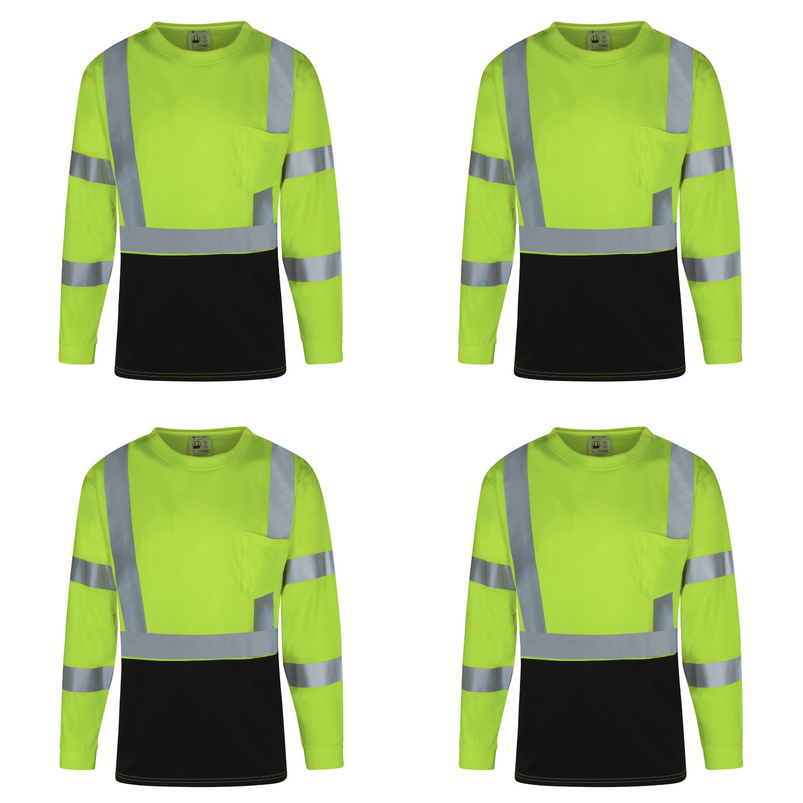 4 Pack Everyday ANSI Class 3 with Contrast-Long Sleeve UPF-50+ T-Shirt