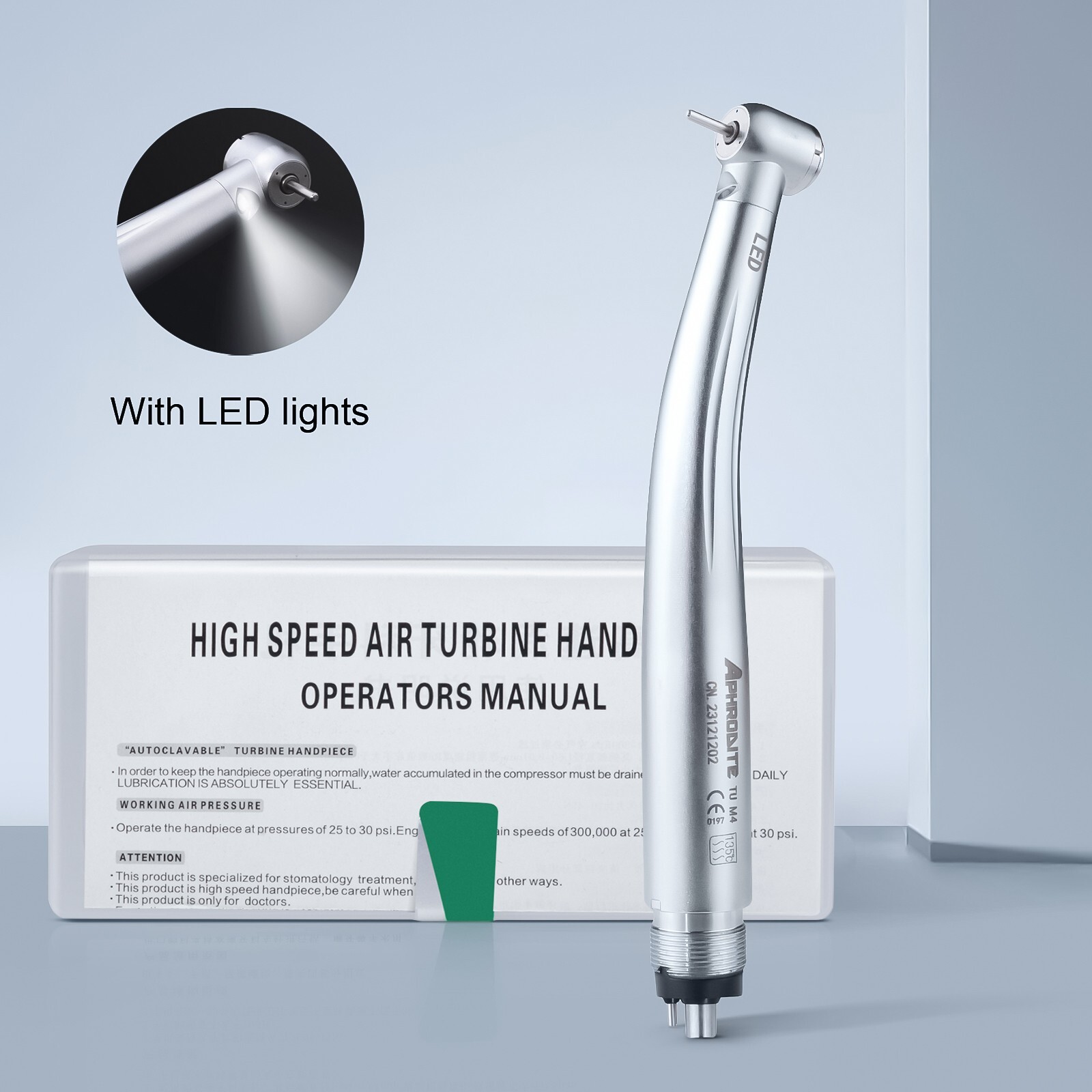 Dental High Speed Handpiece LED E-generator Push Button 3 Water Spray 4H US