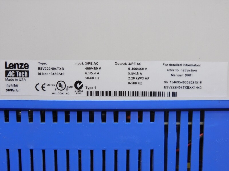LENZE ESV222N04TXB 13469549 400/480V 6.1/5.4A NSNP