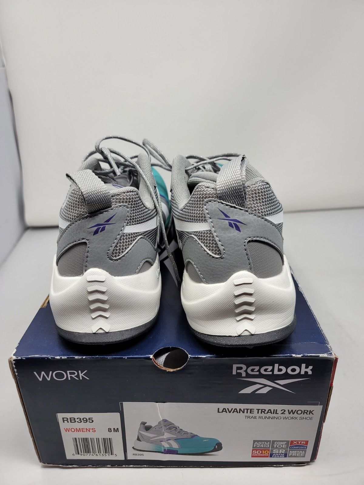 Reebok Lavante Trail 2 Composite Toe Womens Sz 8M Gray Oil Resistant Shoes