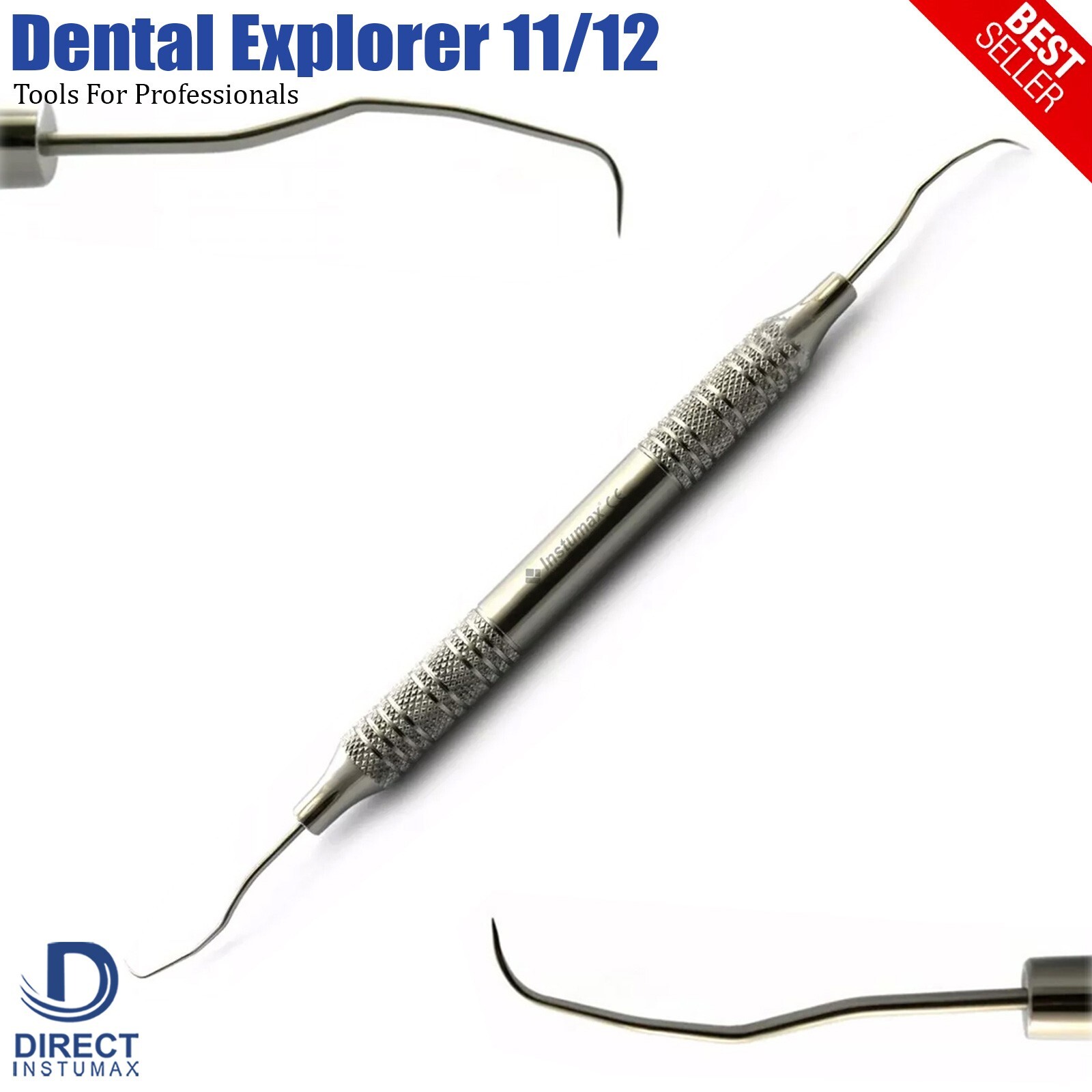 5Pcs Dental 11/12 Explorer-Probe Hollow Handle Diagnostic Plaque Sickle Scaler