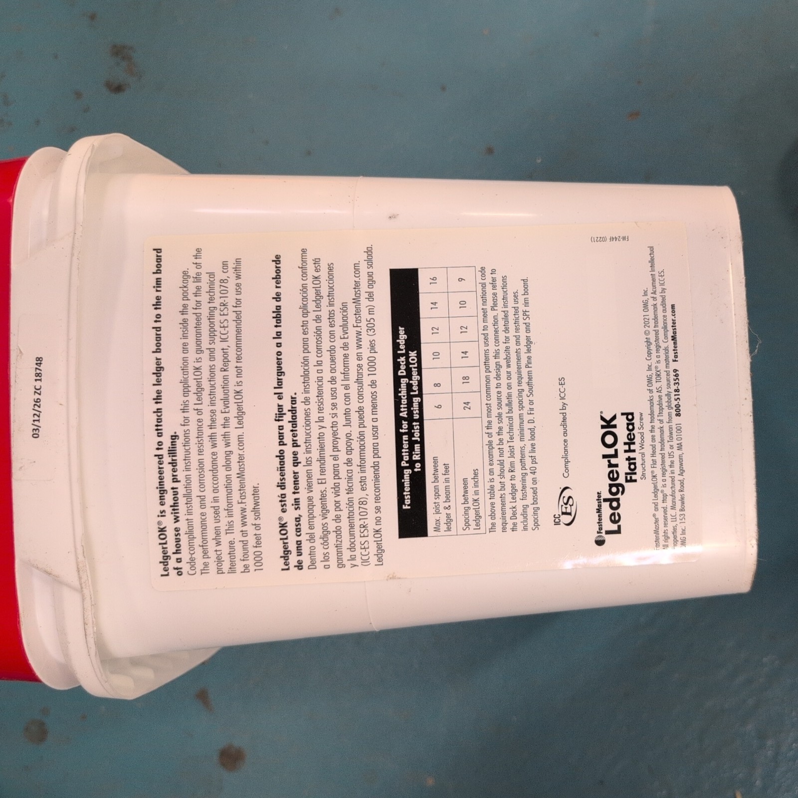 FastenMaster FMLLF005B-250 LedgerLOK 5x14in Star Flat Head Epoxy screw