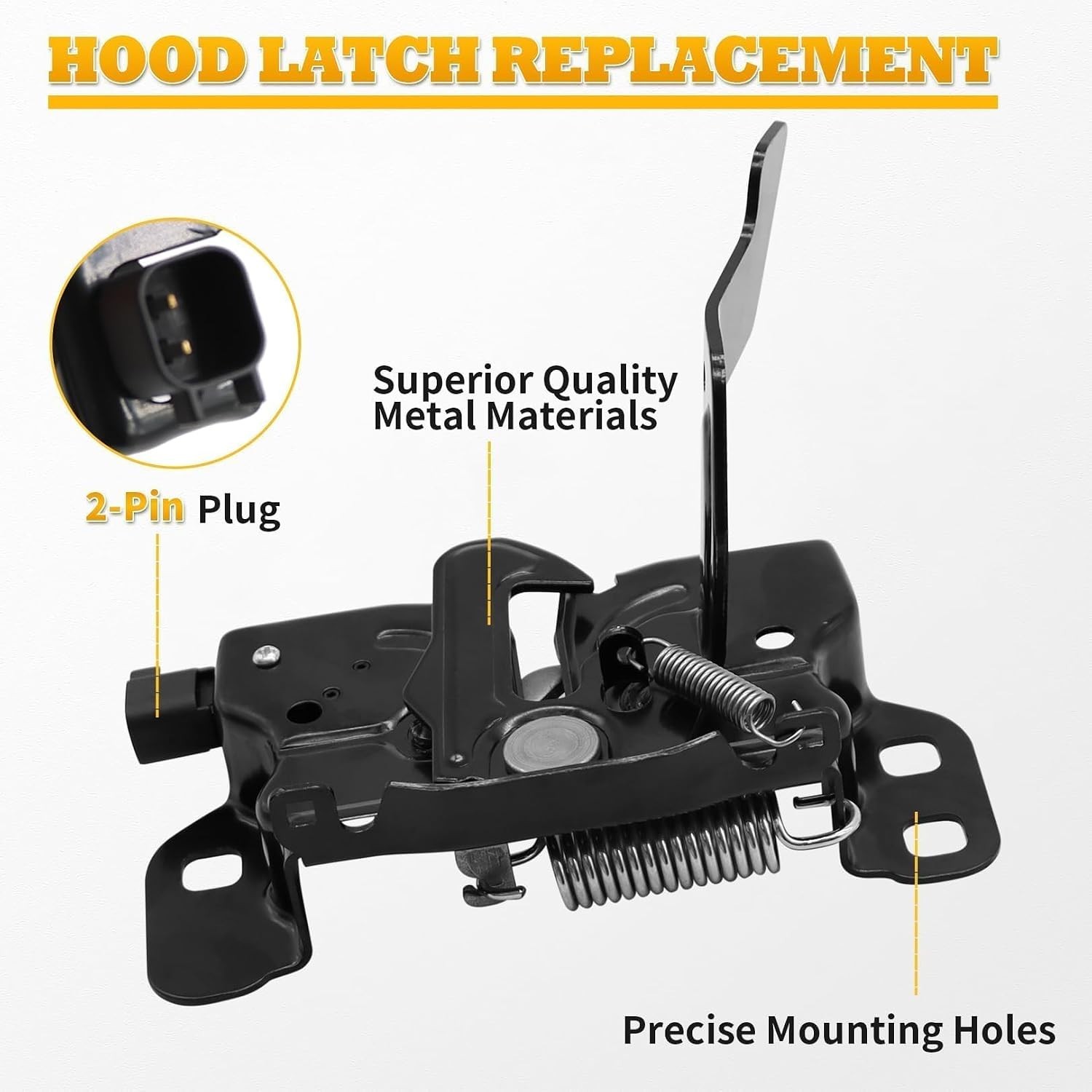 Front Hood Lock Latch Compatible with R-A-M 1500 2500 2014-2019|68159725AB; W/Re