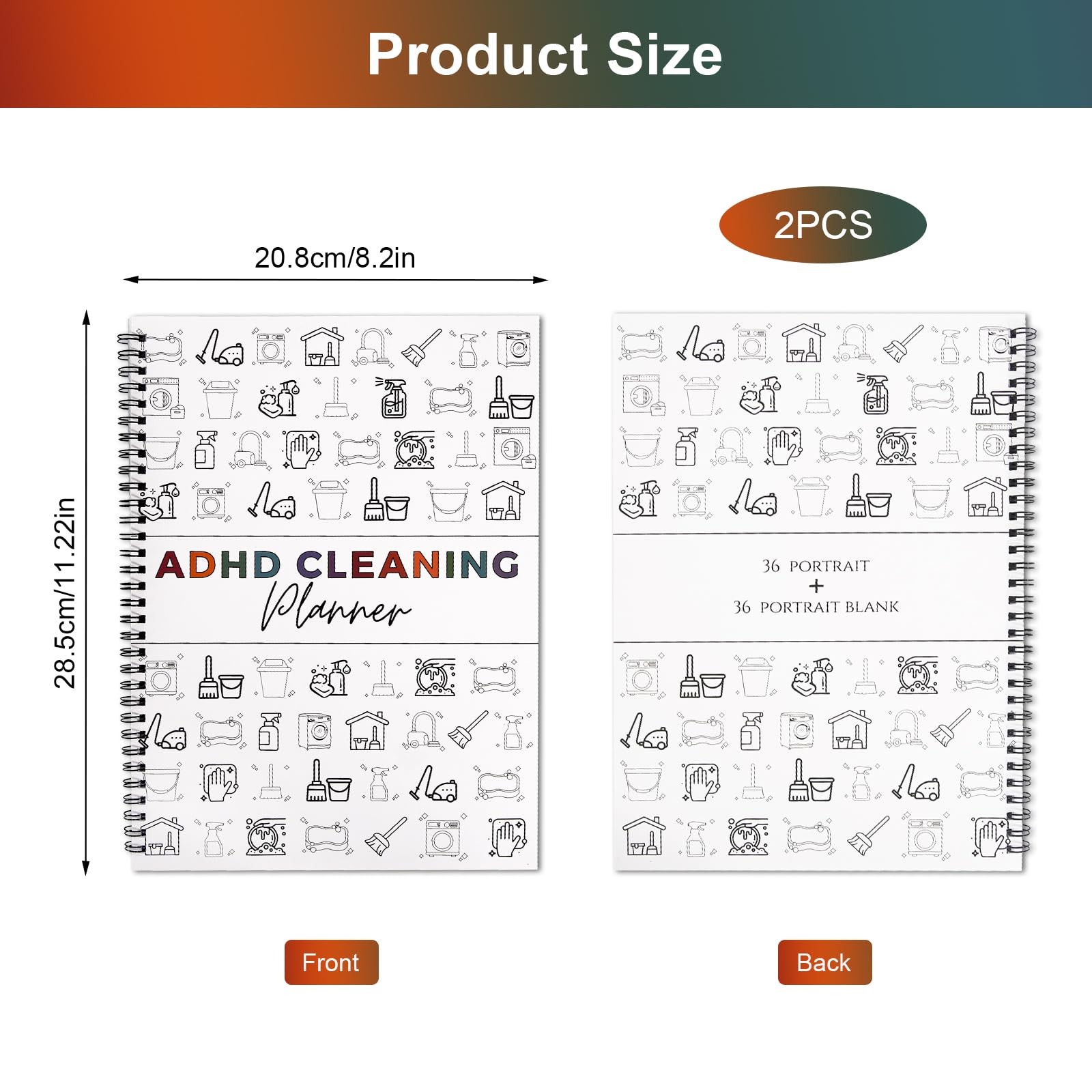 Fasbet 2Pcs Adhd Cleaning Planner For Adults Women Teens Adhd Cleaning And