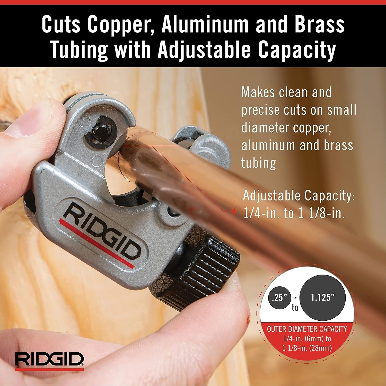 Lightweight Manual Tubing Cutter for Copper, Brass, and Plastic in Tight Areas